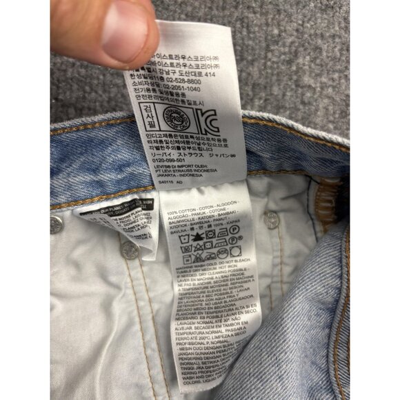 Levi's 501 Denim Shorts Womens 27 Blue Light Wash Button Fly Distressed Cutoff - Picture 10 of 11